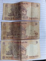 Set of 3 Old Indian 10 Rupees Banknotes - Image 2