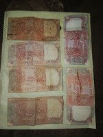 Set of Old Indian 10 Rupees Banknotes