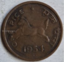 Coin of ONE PICE 1954 BRONZE by GOI India.