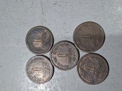 5 Coins of 1 NAYA PAISA 1961 BRONZE INDIA