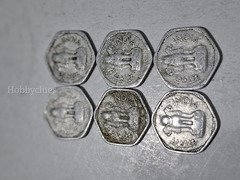6 Coins of 3 PAISE 1965 Aluminum India - Image 2
