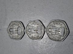 3 Coins of 3 PAISE 1966 Aluminum India - Image 2