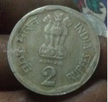 Indian 2 Rupees Coin 1982 - Image 2