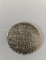 1877 British India One Rupee Coin Featuring Queen Victoria - Image 2