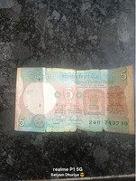 Old Indian 5 Rupees Banknote