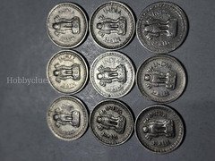 8 Coins of 25 NAYE PAISE 1961 Calcutta mint India - Image 2
