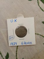 1929 UK Six Pence Silver Coin