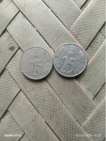 Pair of Indian 25 Paise Coins from 1992 and 1996