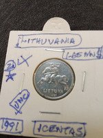 1991 Lithuania 1 Centas Coin