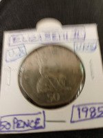 1985 UK 50 Pence Coin Featuring Queen Elizabeth II