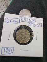 1951 France 1/2 Franc Silver Coin