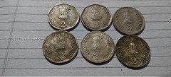 Set of 6 Indian 2 Rupees Coins (1982 & 1990) - Image 2