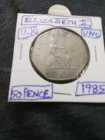 1985 UK 50 Pence Coin Featuring Elizabeth II