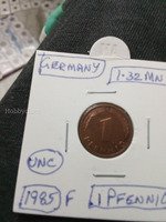 1985 Germany 1 Pfennig Coin - UNC Condition