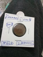 1976-D Germany 2 Pfennig Coin UNC