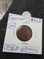 1976 Germany 2 Pfennig Coin