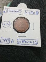 1991 Germany 2 Pfennig Coin
