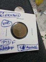 1972 Germany 5 Pfennig Coin UNC