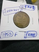1950 Germany 10 Pfennig Coin - Proof, Mint F