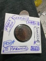 1950 Germany 10 Pfennigs Coin