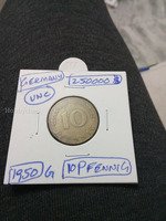 1950 G Germany 10 Pfennig Coin UNC