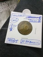 1950 Germany 10 Pfennig Coin UNC