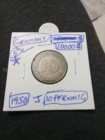 1950 Germany 10 Pfennig Coin