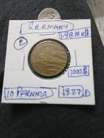 1977 Germany 10 Pfennig Coin