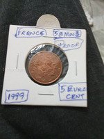 1999 France 5 Euro Cent Proof Coin