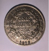 1818 East India Company One Rupee Coin - Queen Victoria