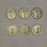Set of 6 Indian 1 Rupee Coins (1984-1987)