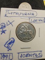 1991 Lithuania 1 Centas Coin