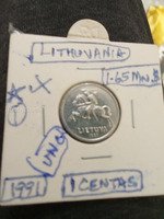 1991 Lithuania 1 Centas Coin