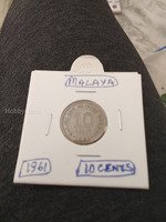 1961 Malaya 10 Cents Coin