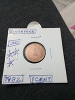 1982 Singapore 1 Cent Coin UNC