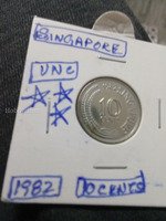 1982 Singapore 10 Cents Coin UNC