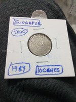 1989 Singapore 10 Cents Coin UNC