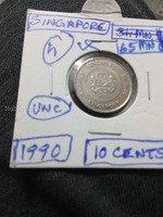 1990 Singapore 10 Cents Coin UNC