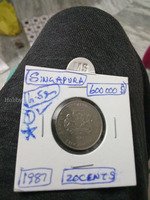 1987 Singapore 20 Cents Coin