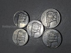 5 Coins of 25 PAISE 1988 - RHINO India