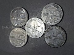 5 Coins of 25 PAISE 1988 - RHINO India - Image 2