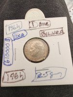 1964 USA Silver One Dime Coin