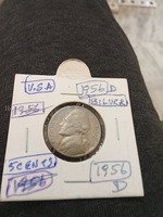 1956-D USA Silver 5 Cents Coin (Jefferson Nickel)