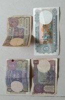 Vintage Indian One Rupee and Five Rupees Banknotes
