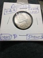 1985 P USA 5 Cents Jefferson Nickel Error Coin