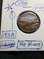 1938 USA Lincoln Wheat Penny - No Mint Mark