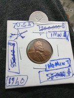 1940 U.S.A. Lincoln Wheat Penny One Cent Coin