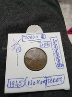 1945 USA Lincoln Wheat Penny - No Mint Mark