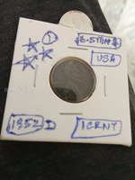 1952-D USA Lincoln Wheat Penny One Cent Coin