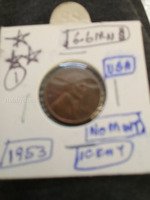 1953 USA Lincoln Wheat Penny - No Mint Mark